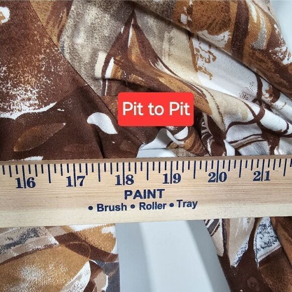 WinterSilks‎ Brown Abstract Art Print Silk Lined Stretch Cotton Blazer Jacket Sz - Picture 7 of 9